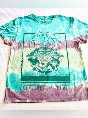 UFO Celestial Graphic Tie Dye Tee Chemistry Knowledge Is Power Festival M